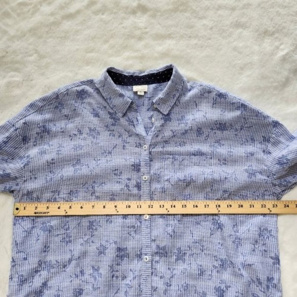 Anthropologie Postmark Blue White Striped Floral Long Sleeve Button Up … - Picture 10 of 12
